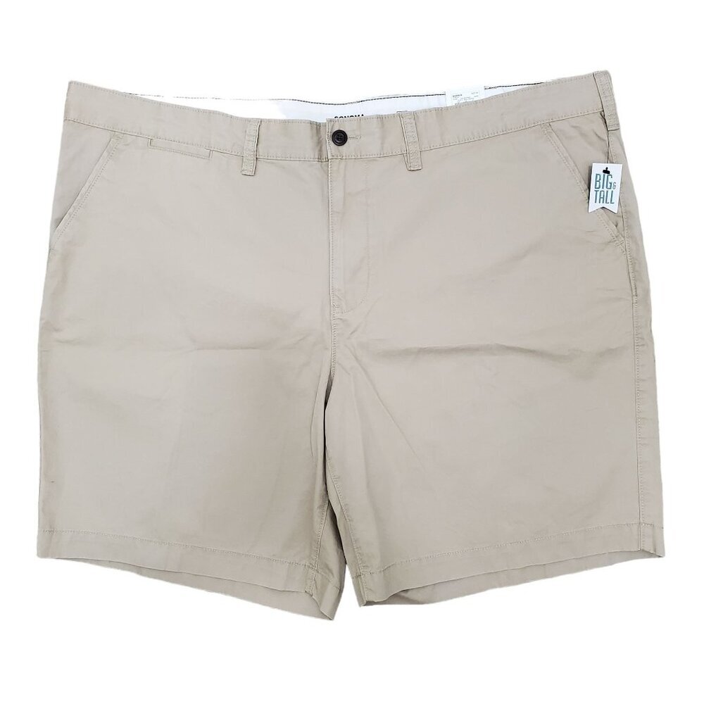 Sonoma Men's‎ Big & Tall Beige Khaki Flat Front 9" Preppy Dad Shorts NWT Size 50